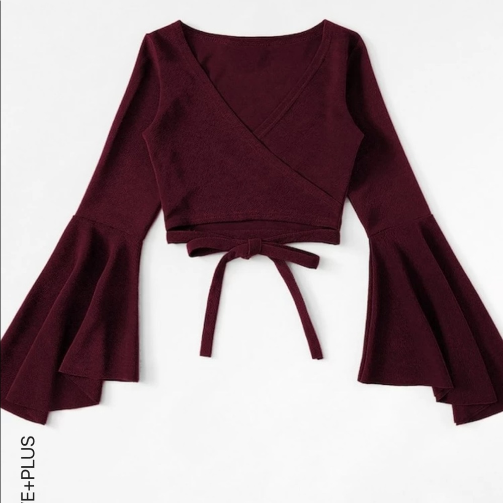 SHEIN burgundy wrap top